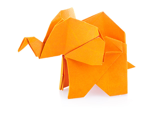 Orange Origami Elephant