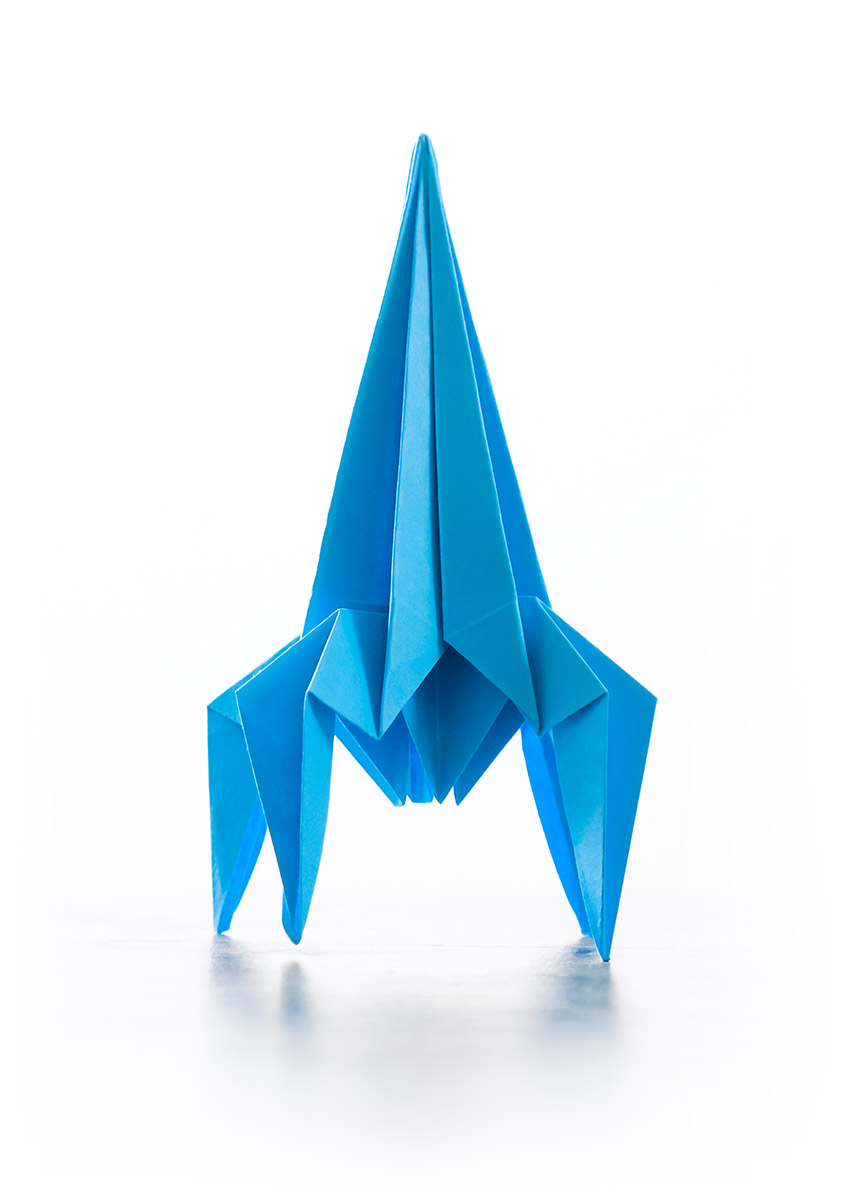 Blue origami rocket